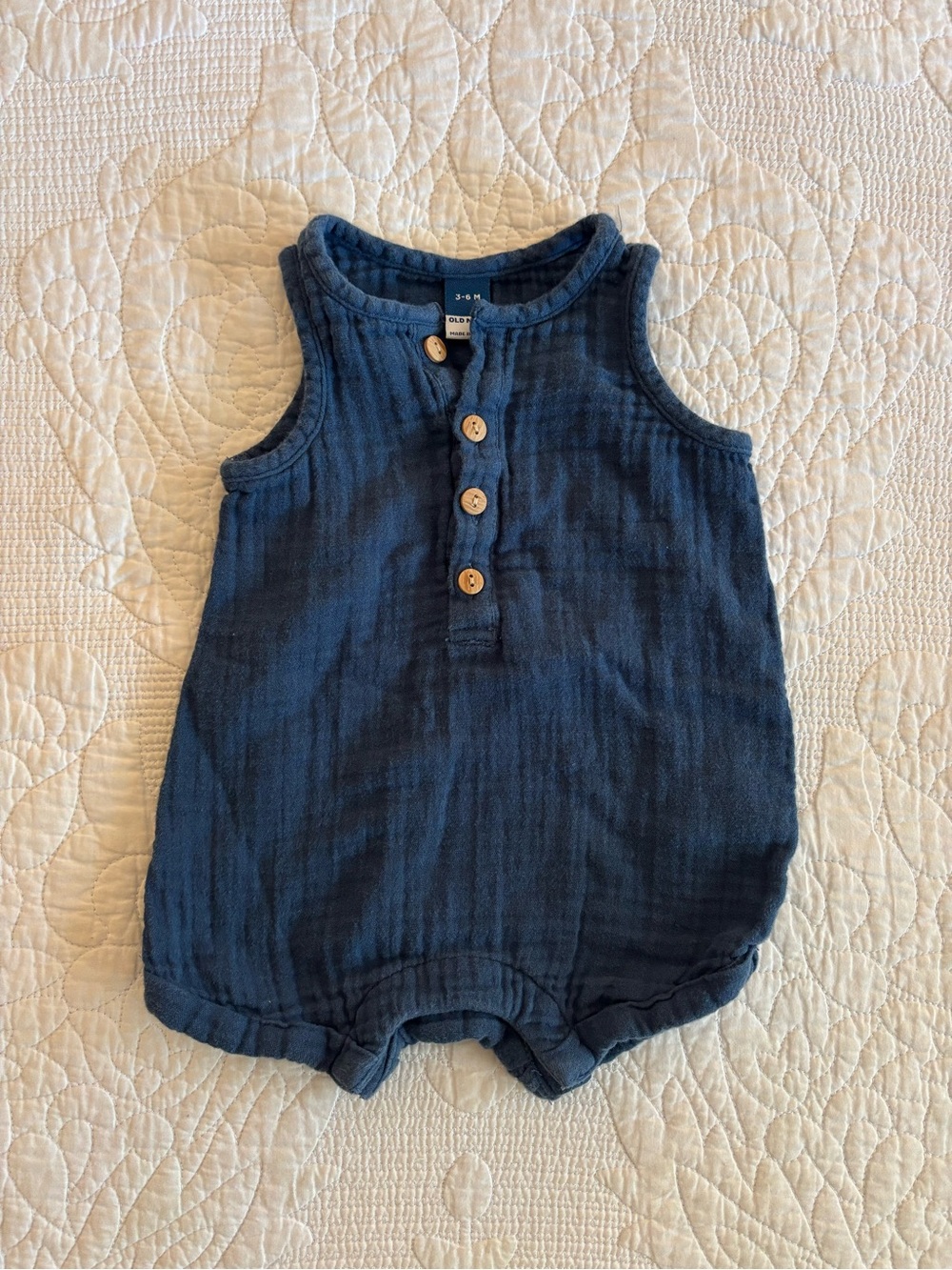 Old Navy Navy Sleeveless Button-Front Baby Romper